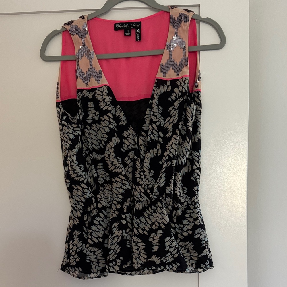 Elizabeth & James Bergdorf Goodman 5f Black and Pink Cinched-Waist Going Out Y2K